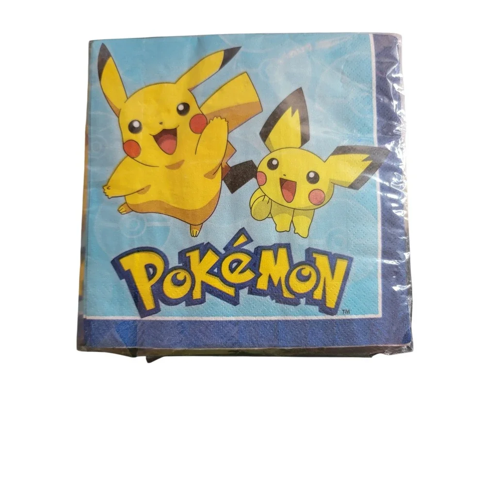 Pokemon Pikachu Napkins Luncheon Party Supplies‎ 16 Count New 2 pack